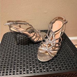 Silver Black Formal Heels